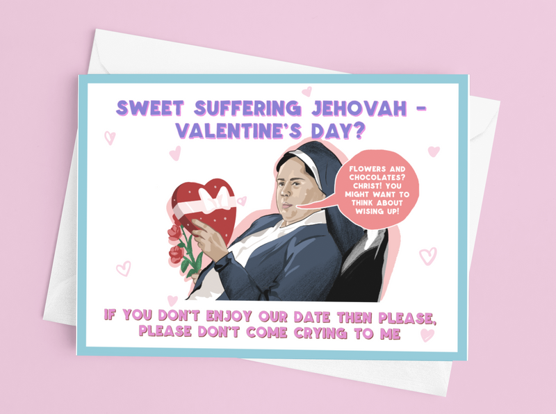 Derry Girls Sister Michael Suffering Jehovah Valentines Day Card