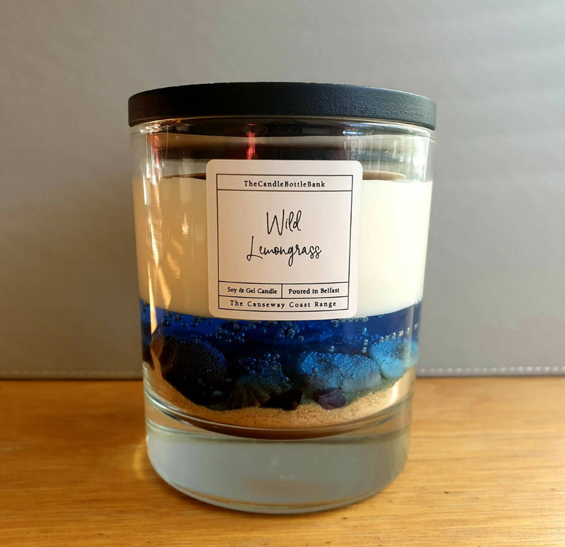 Blue Causeway Coast Soy & Gel Wax Candle in Wild Lemongrass Scent