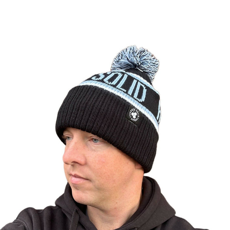 Rock Solid Golf Apparel Script Bobble Hat - Black / Blue