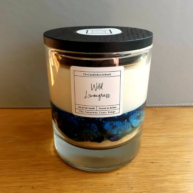 Blue Causeway Coast Soy & Gel Wax Candle in Wild Lemongrass Scent