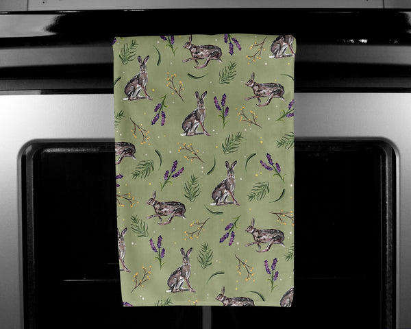Patterned Hare Tea Towel