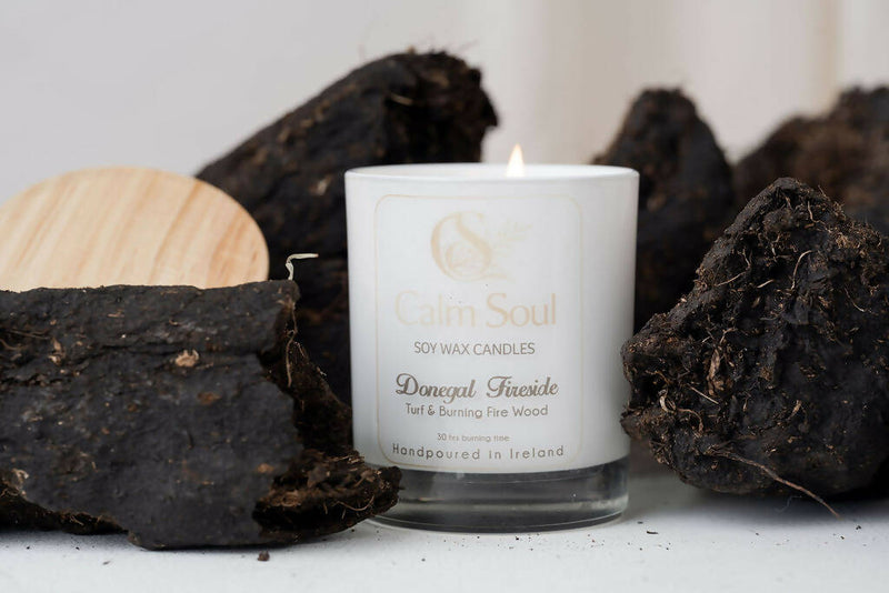 Calm Soul luxury Donegal fireside soy wax candle