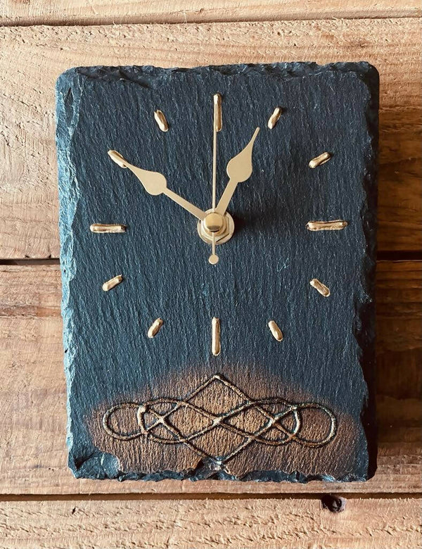 Gold Gilt Celtic Design Hanging Slate Clock