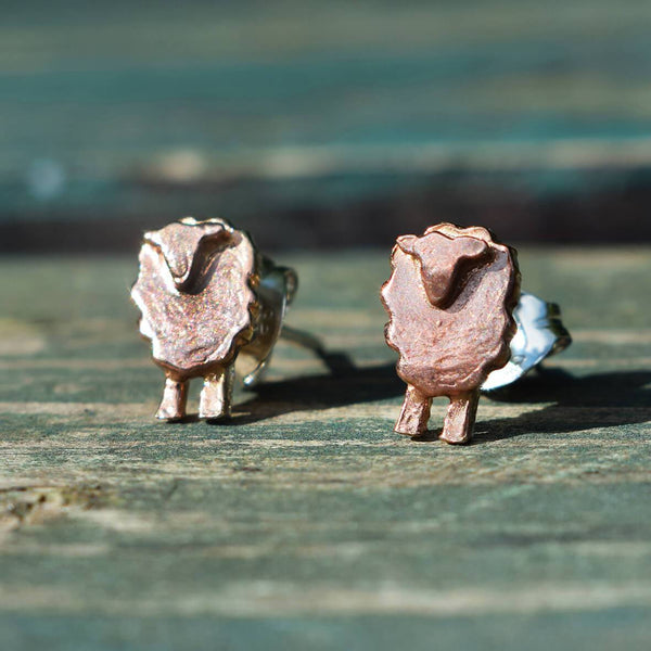 Rose gold 'Wee Sheep' earrings