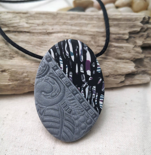 Oval Polymer Clay Pendant