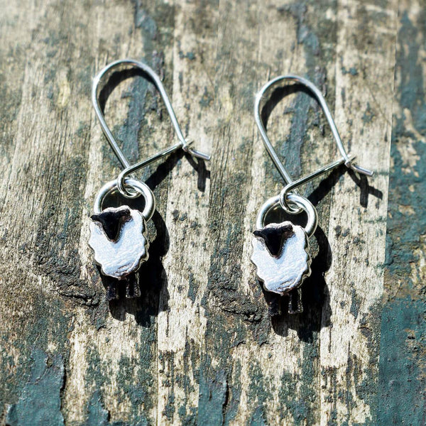 Silver Suffolk 'Wee Sheep' Drop Earrings