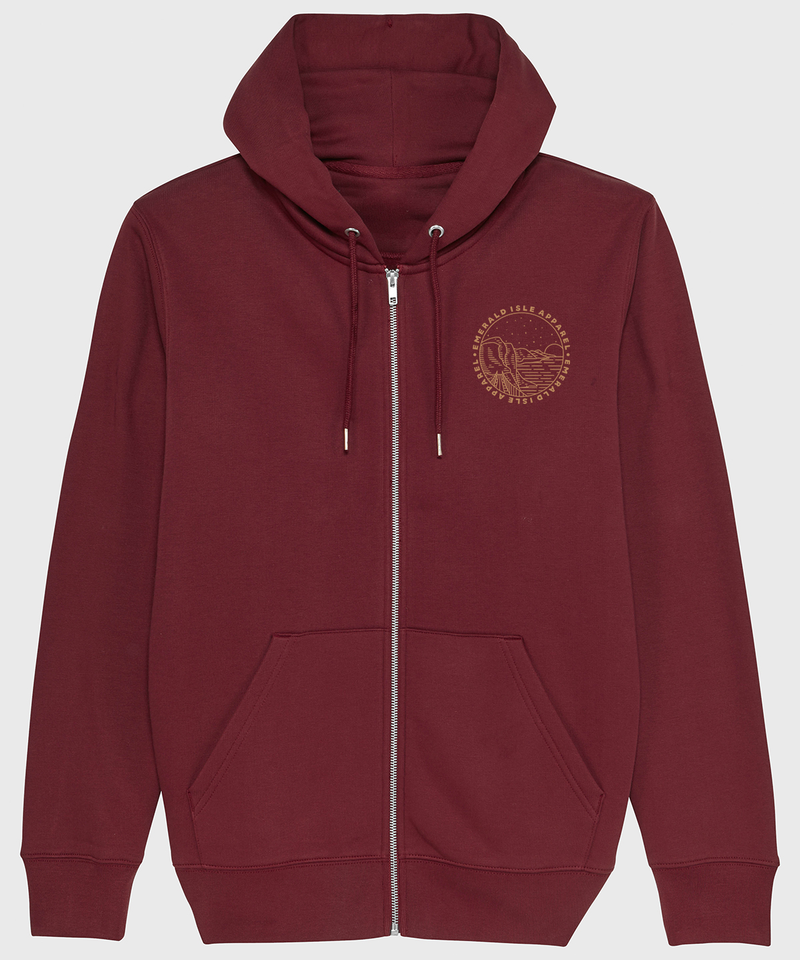 Burgundy Emerald Isle Apparel Unisex Zip Hoodie