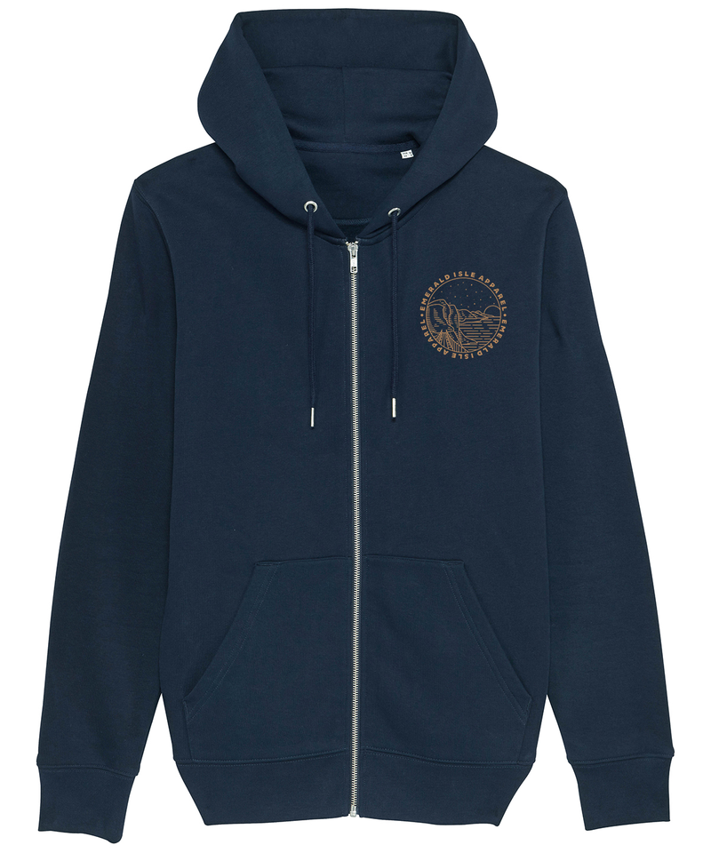 Navy Emerald Isle Apparel Unisex Zip Hoodie