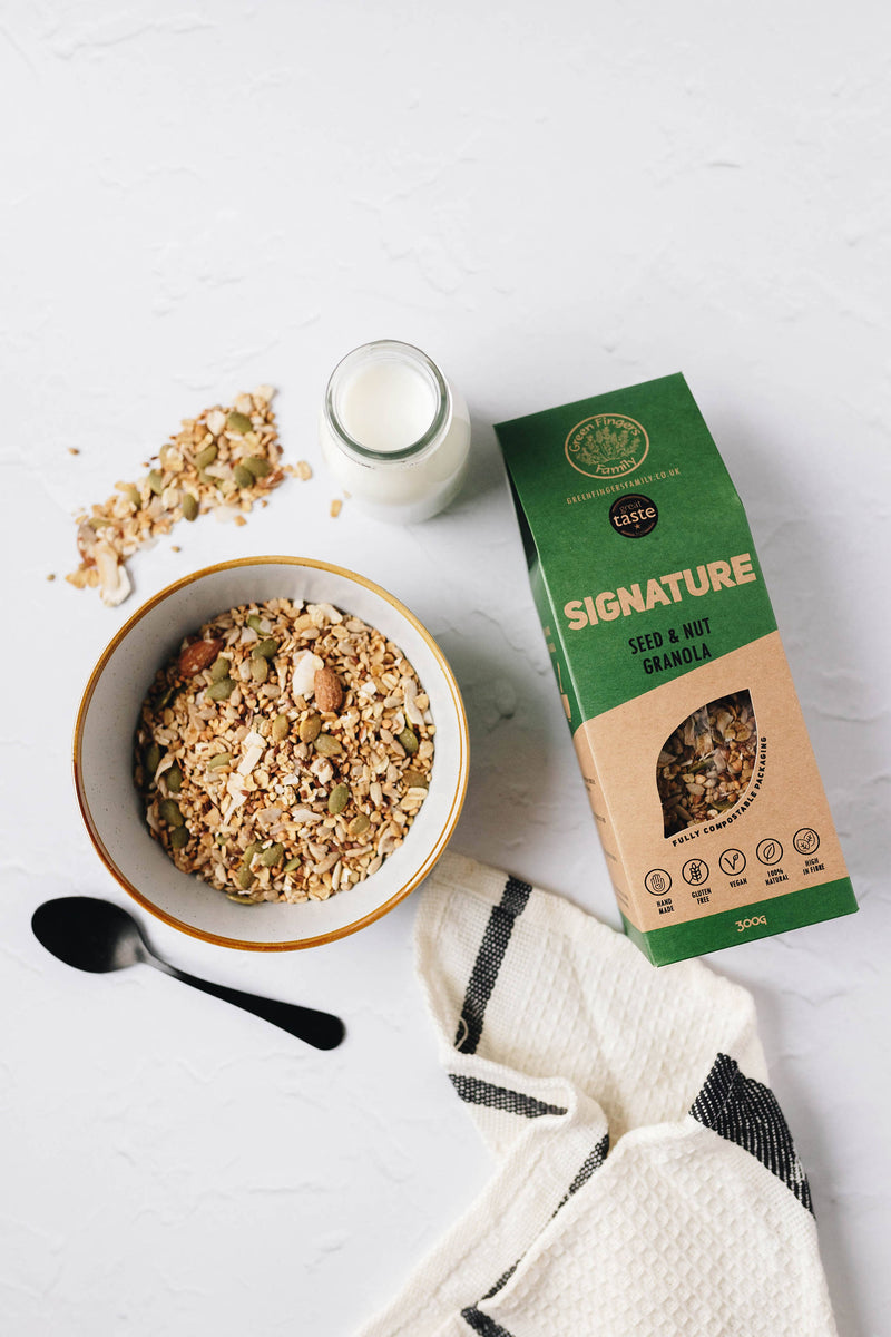 Signature - Seed & Nut Granola, 300G Bag | Green Fingers Family | Vegan | Gluten-free | Refined Sugar-free | Compostable Packaging