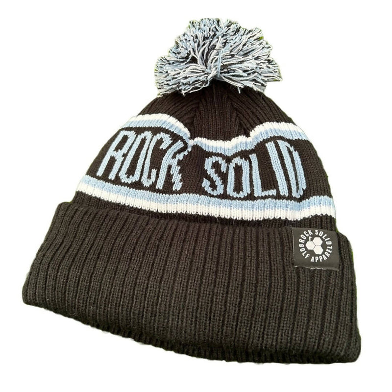Rock Solid Golf Apparel Script Bobble Hat - Black / Blue
