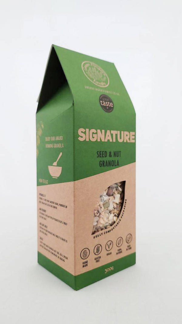 Signature - Seed & Nut Granola, 300G Bag | Green Fingers Family | Vegan | Gluten-free | Refined Sugar-free | Compostable Packaging
