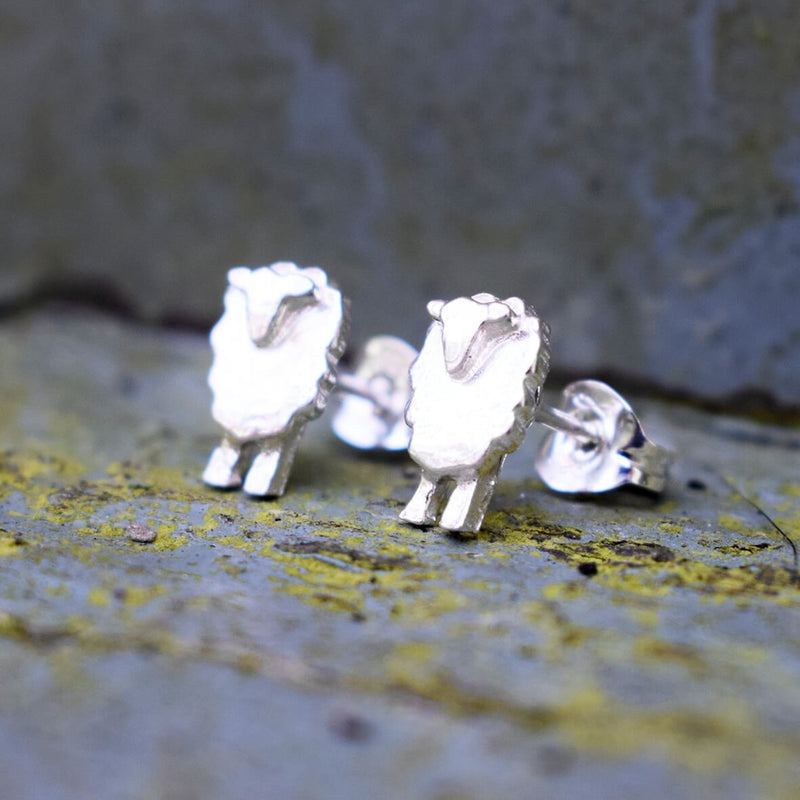 'Wee Sheep' silver earrings