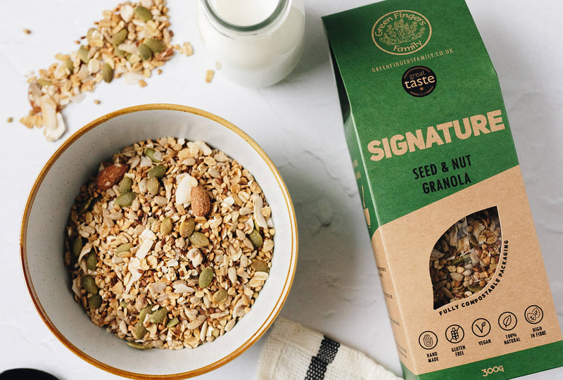 Signature - Seed & Nut Granola, 300G Bag | Green Fingers Family | Vegan | Gluten-free | Refined Sugar-free | Compostable Packaging