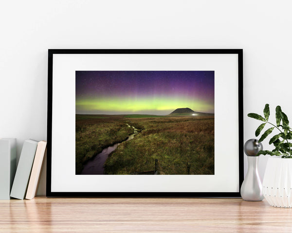 Slemish & the Aurora Borealis, A4 Mounted Print
